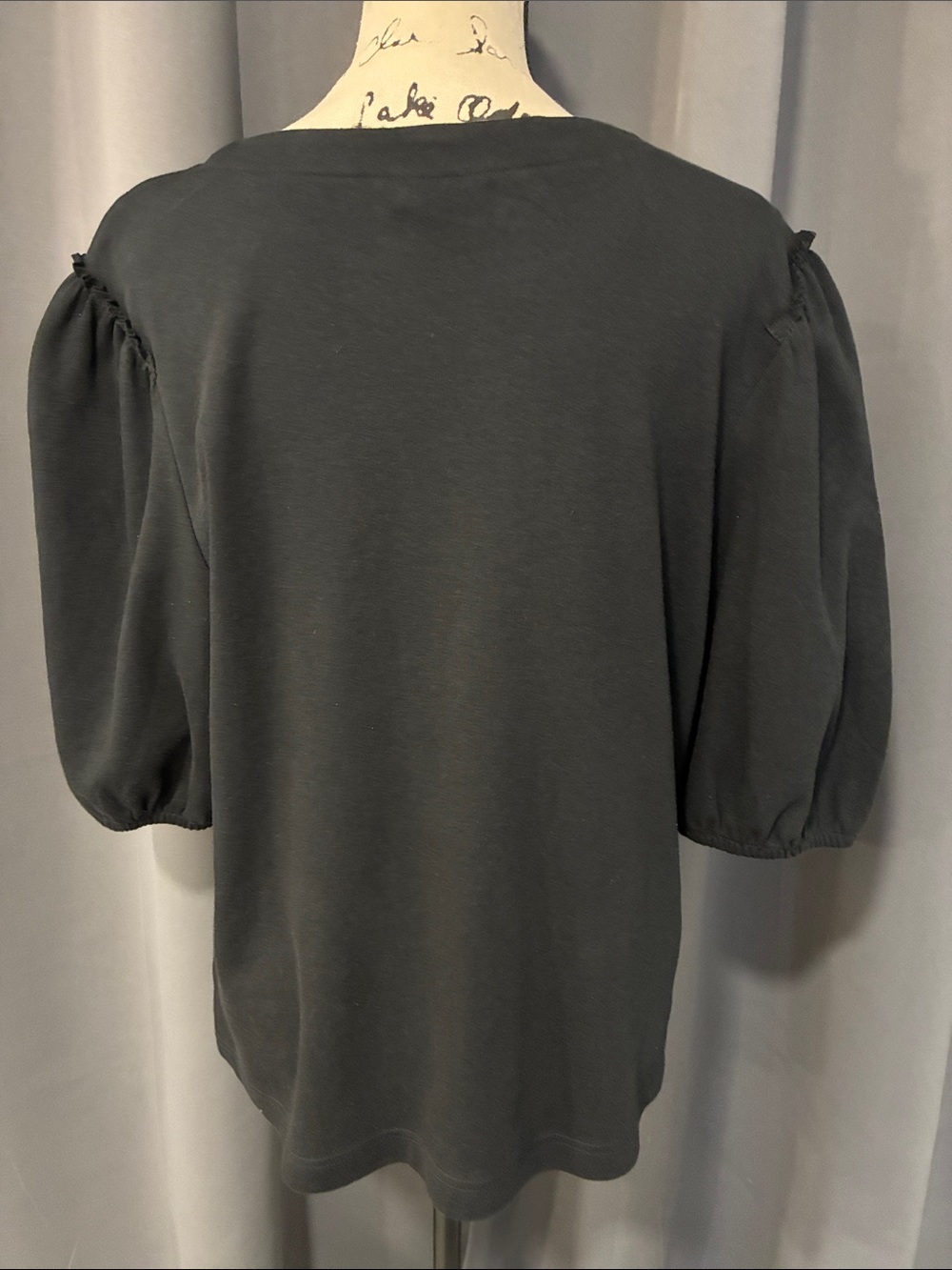 Time and Tru Black Puff Sleeve Short Sleeve Tee - Picture 4 of 10